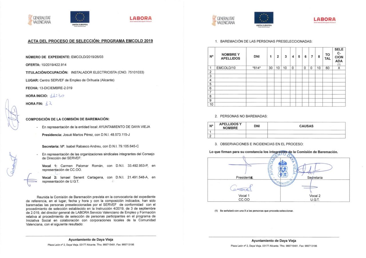 Acta Programa Emcold Instalador Electricista Ayuntamiento De